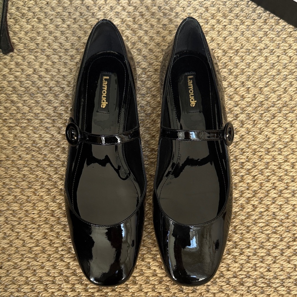 Larroude Blair Patent Leather Black Mary Jane Ballet Flat